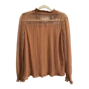 NWT Adrianna Papell Metallic Smocked Neck Knit Top in GoldRust / Size Small